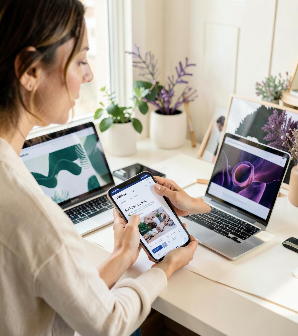 Creator preparing visual content for a digital product business
